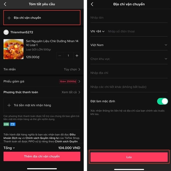 Bạn có thể thêm sẵn trước một số địa chỉ giúp tiết kiệm thời gian, nhưng chỉ được chọn một