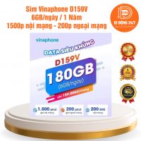 Sim Vinaphone D159V/1 năm - 6GB/ngày - 1500p nội mạng - 200p ngoại mạng