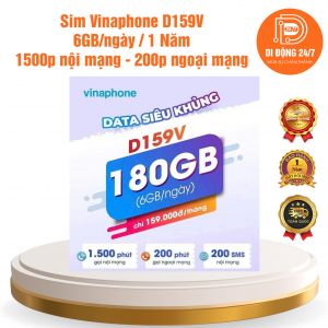Sim Vinaphone D159V/1 năm - 6GB/ngày - 1500p nội mạng - 200p ngoại mạng