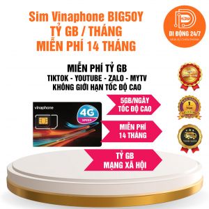 Sim Vinaphone BIG50Y - Tỷ GB Tốc Độ Cao (Miễn phí 14 tháng)