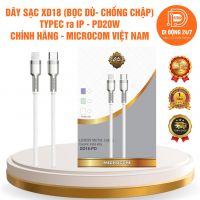 Dây sạc XD18 Bọc Dù (Chống Chập) - PD20W TypeC ra IP - Chính Hãng Microcom Việt Nam